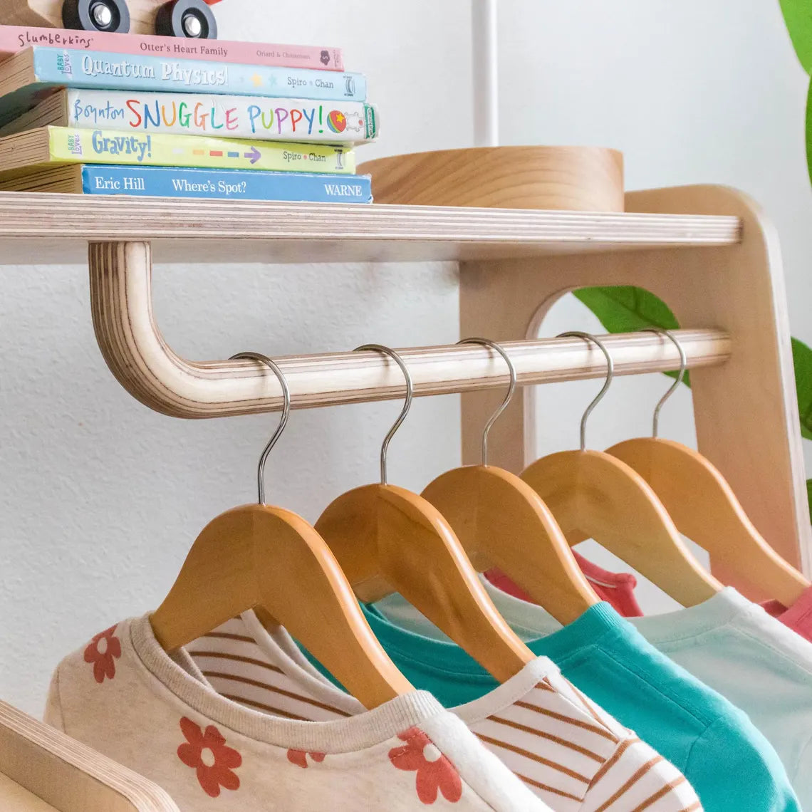 Montessori Wardrobe Toddler Clothing Rack, Kids Bedroom Dress Up and Playroom Storage