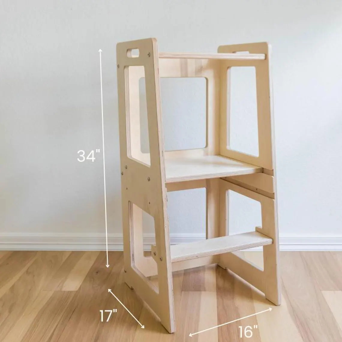 Toddler tower, Kitchen Tower Step Stool for Montessori Learning and Development in Natural wood with Adjustable Heights