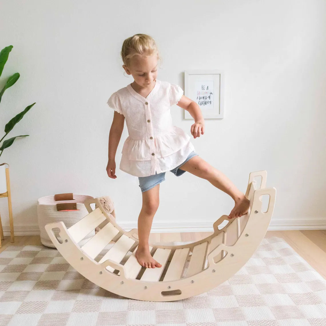 Kids Wooden Climbing Arch Montessori Rocker Swing For Toddlers Development And Learning
