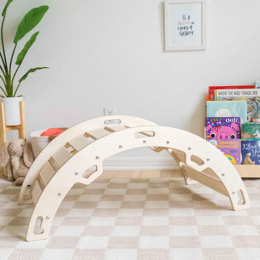 Kids Wooden Climbing Arch Montessori Rocker Swing For Toddlers Development And Learning