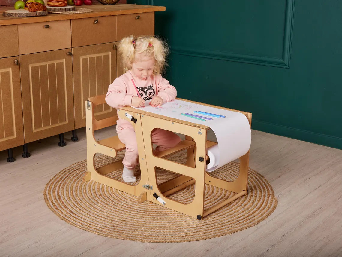 ✨8 in 1 Toddler Tower with Backrest🎈 Montessori convertible tower table