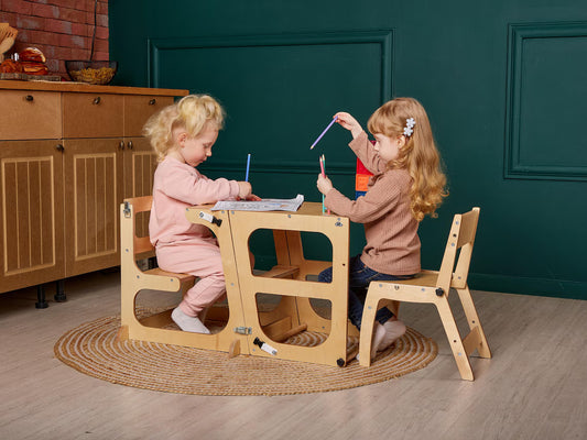 ✨8 in 1 Toddler Tower with Backrest🎈 Montessori convertible tower table