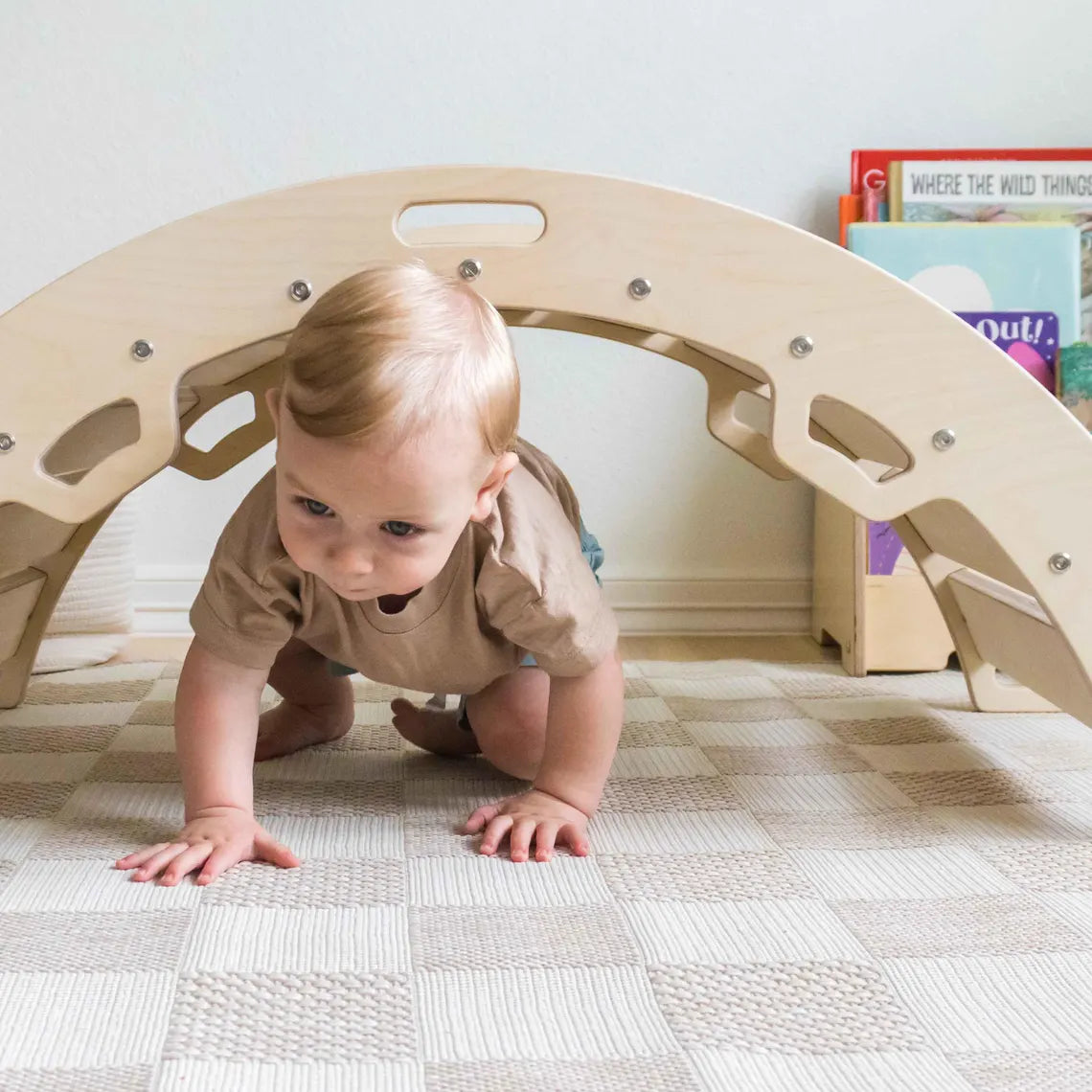 Kids Wooden Climbing Arch Montessori Rocker Swing For Toddlers Development And Learning