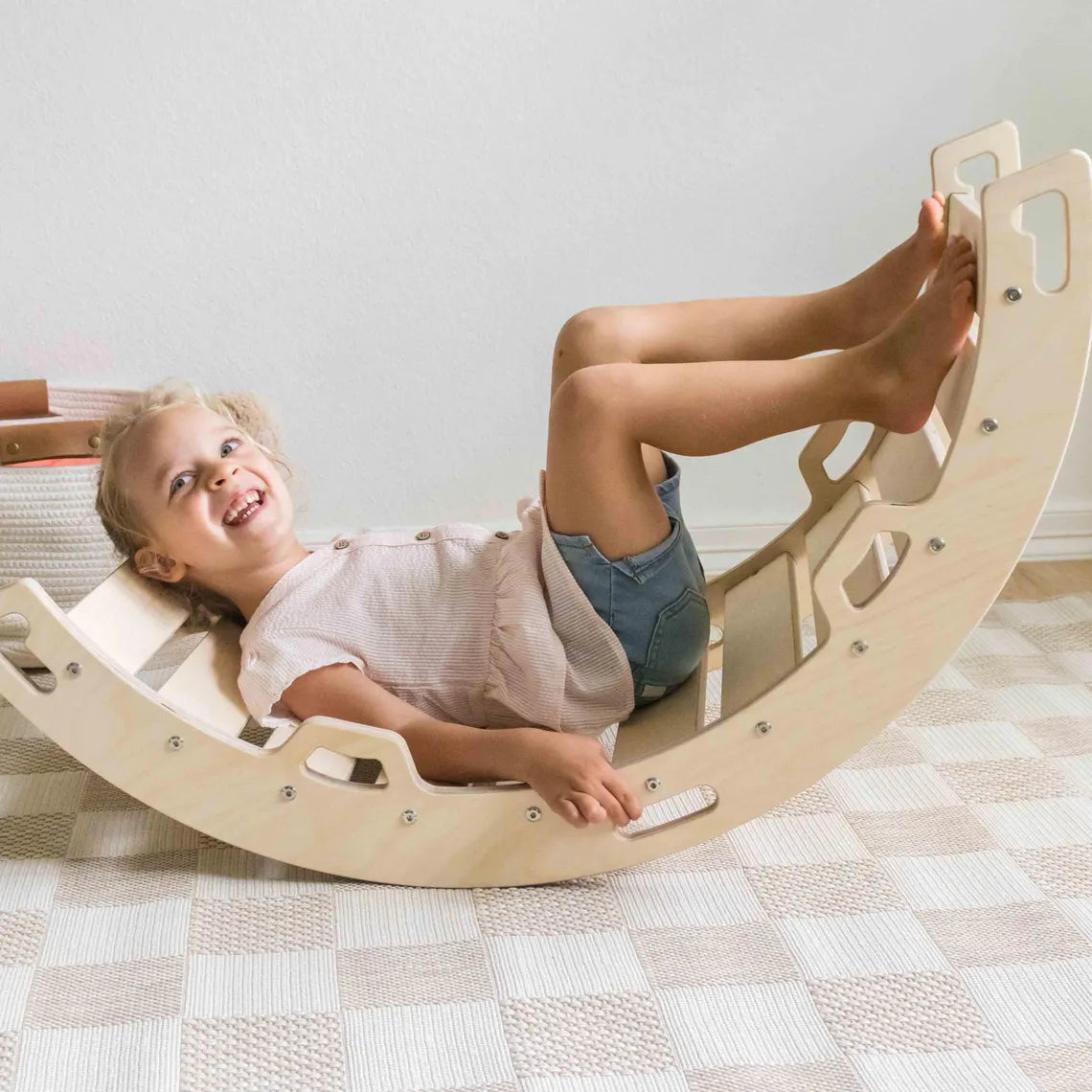 Kids Wooden Climbing Arch Montessori Rocker Swing For Toddlers Development And Learning